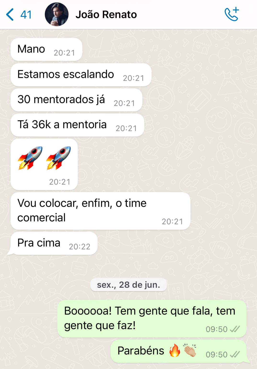 Depoimento de aluno