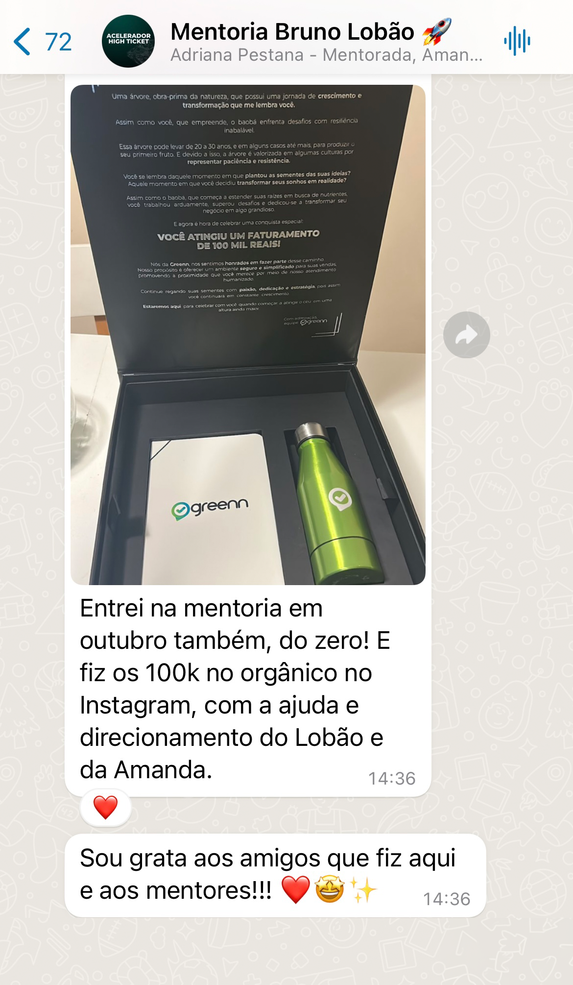 Depoimento de aluno