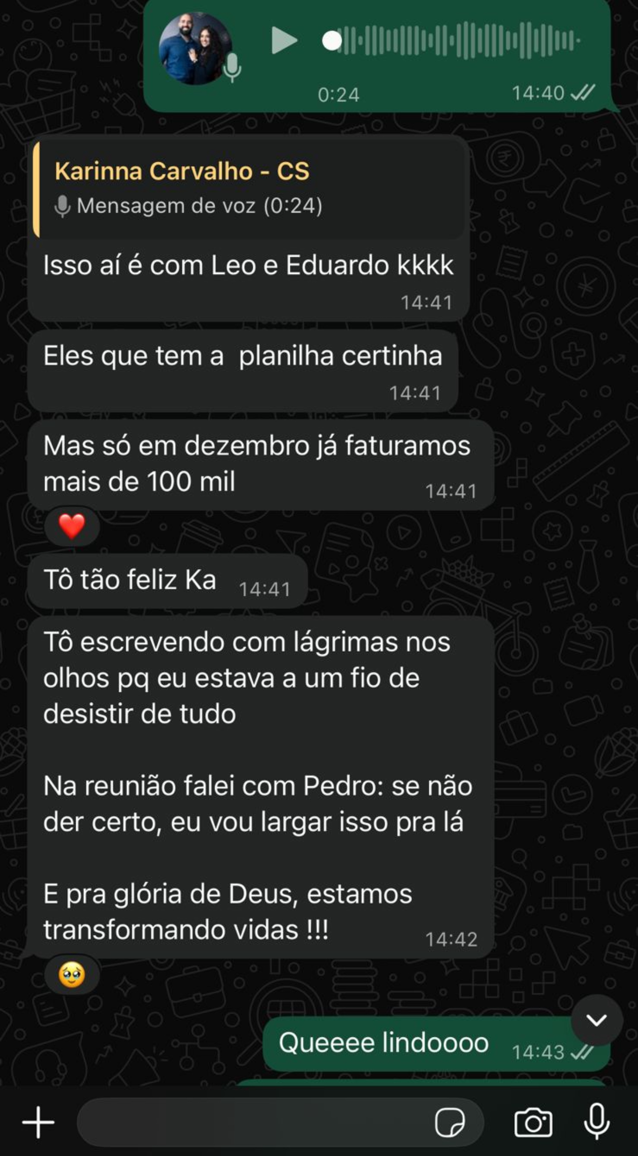 Depoimento de aluno